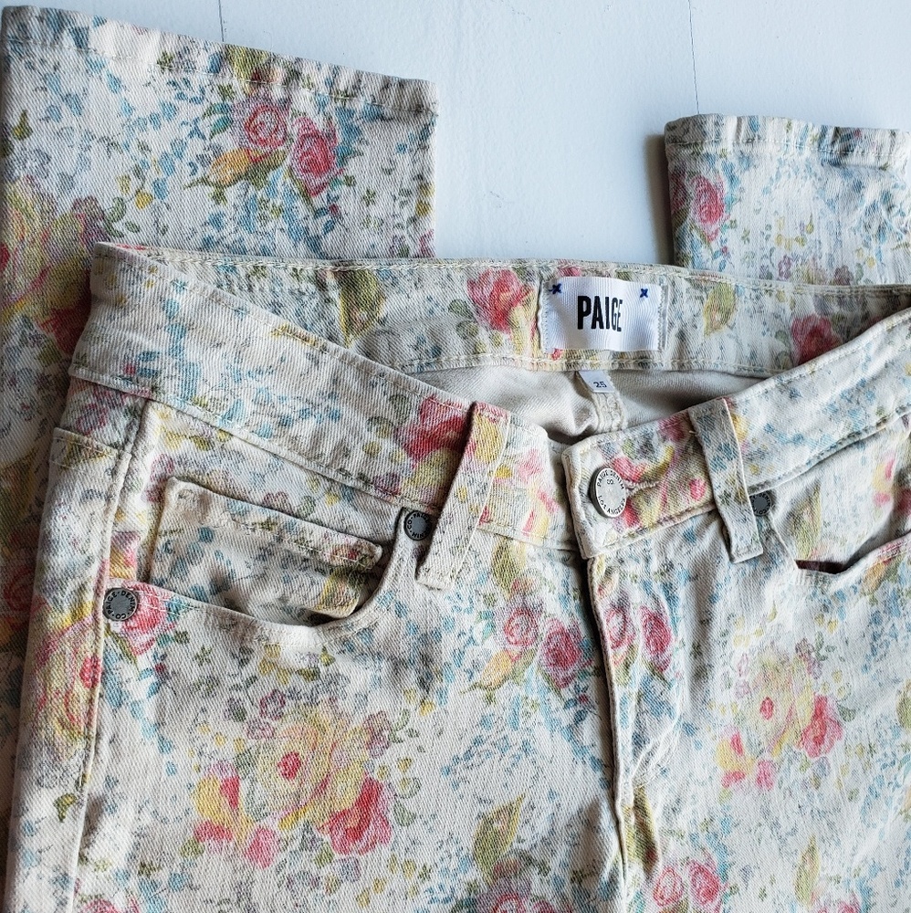 PAIGE skyline ankle peg floral skinny Jeans